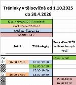 Tréninky v tělocvičně od 1.10.2024 do 30.4.2026